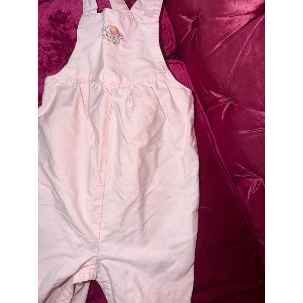Vintage Gymboree Pink Floral Embroidered Overalls 18-24 Months 2002 Cotton